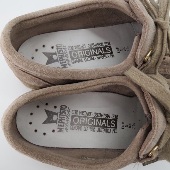 MEPHISTO Originals Lady Beige Suede Leather Lady Lace Up Shoes Size 7.5 - Picture 8 of 10